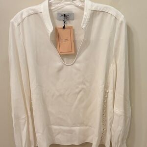 La Ligne Cream Blouse with Sleeve Buttons